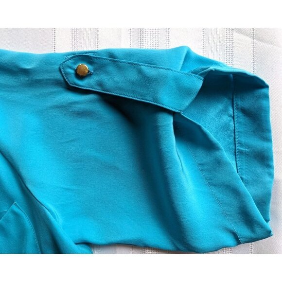 AMANDA UPRICHARD Hanson Lace-Up Silk Tunic Dress in Rare Aqua Blue Size SP - Picture 6 of 7